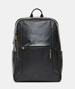 Outlet Mandarina Duck ECO COATED Travel Backpack With Padded Shoulder Straps Black
