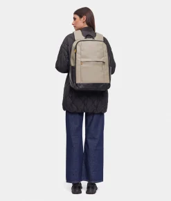 Clearance Mandarina Duck ECO COATED Travel Backpack With Padded Shoulder Straps Mud