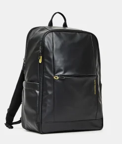 Outlet Mandarina Duck ECO COATED Travel Backpack With Padded Shoulder Straps Black