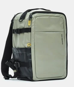 Online Mandarina Duck ECO COATED Travel Backpack With Padded Shoulder Straps Mud