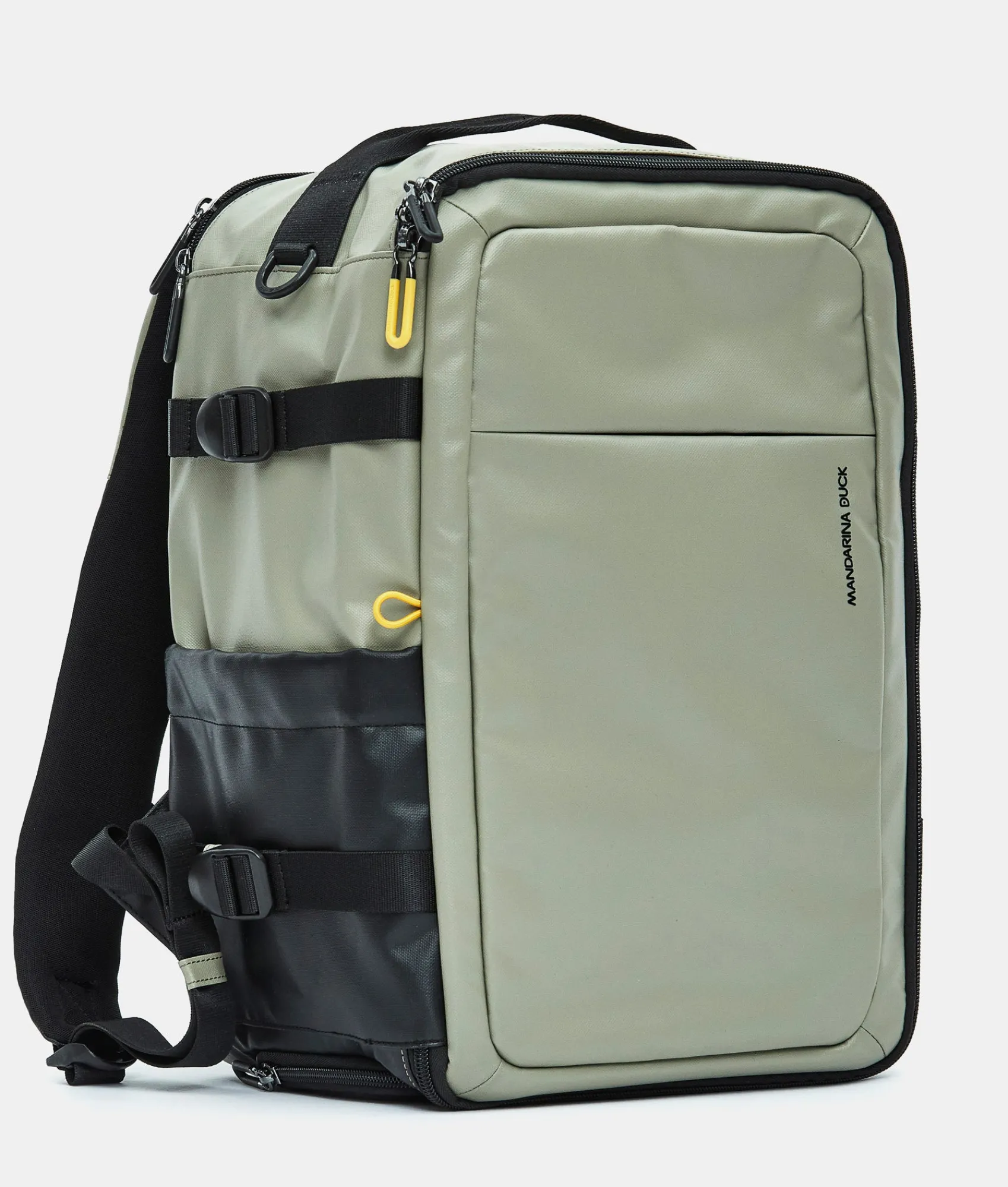 Online Mandarina Duck ECO COATED Travel Backpack With Padded Shoulder Straps Mud