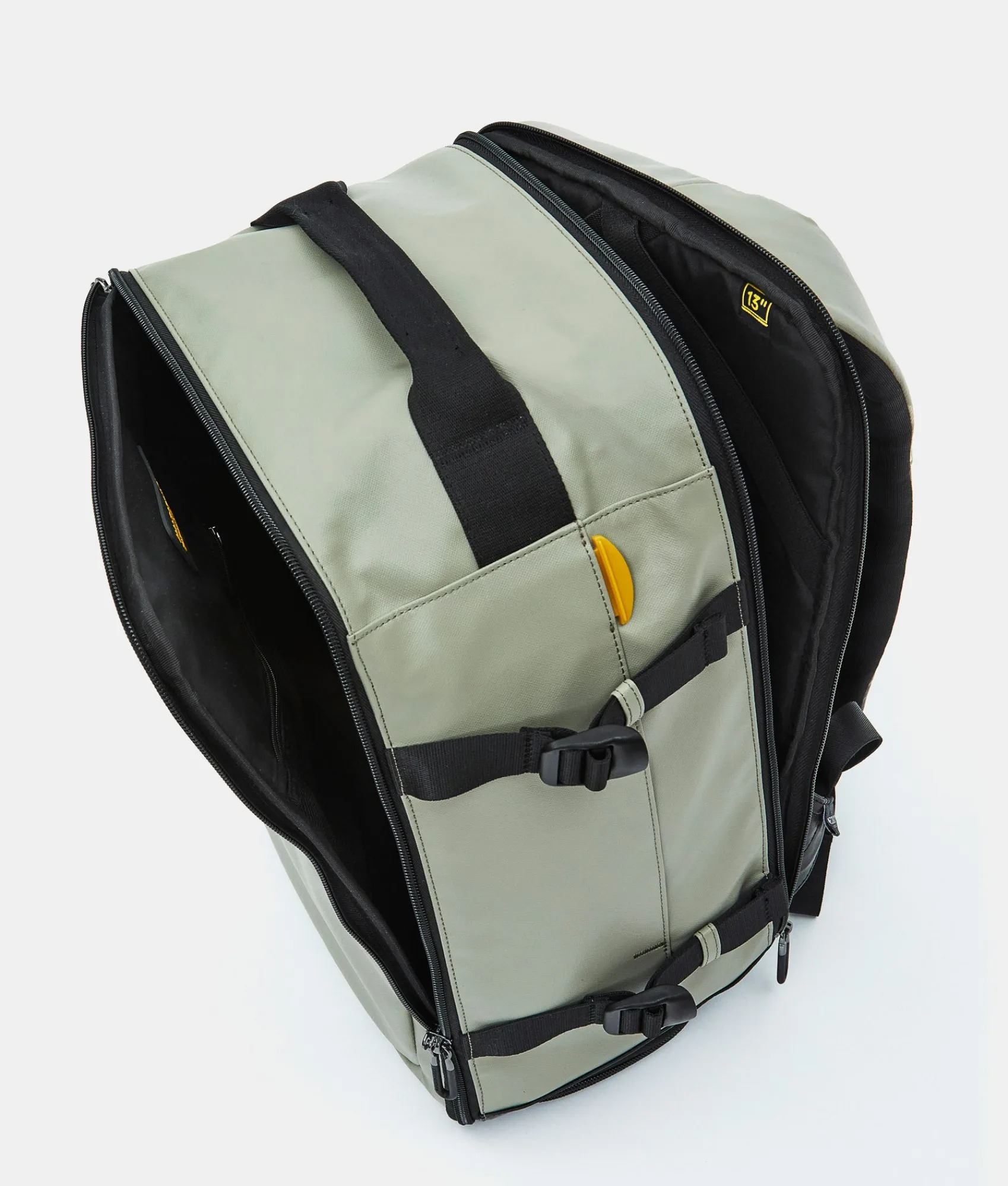 Online Mandarina Duck ECO COATED Travel Backpack With Padded Shoulder Straps Mud
