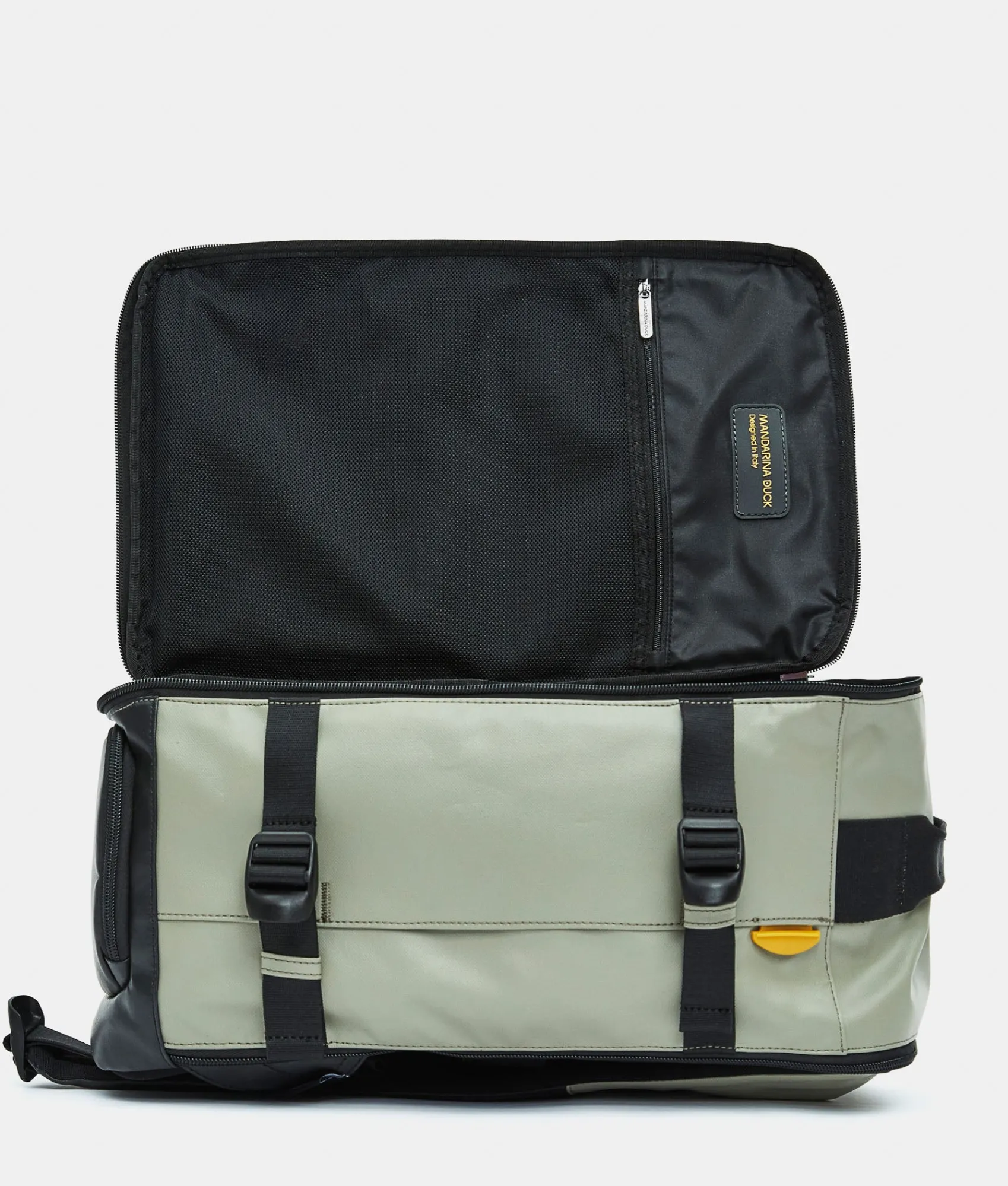 Online Mandarina Duck ECO COATED Travel Backpack With Padded Shoulder Straps Mud