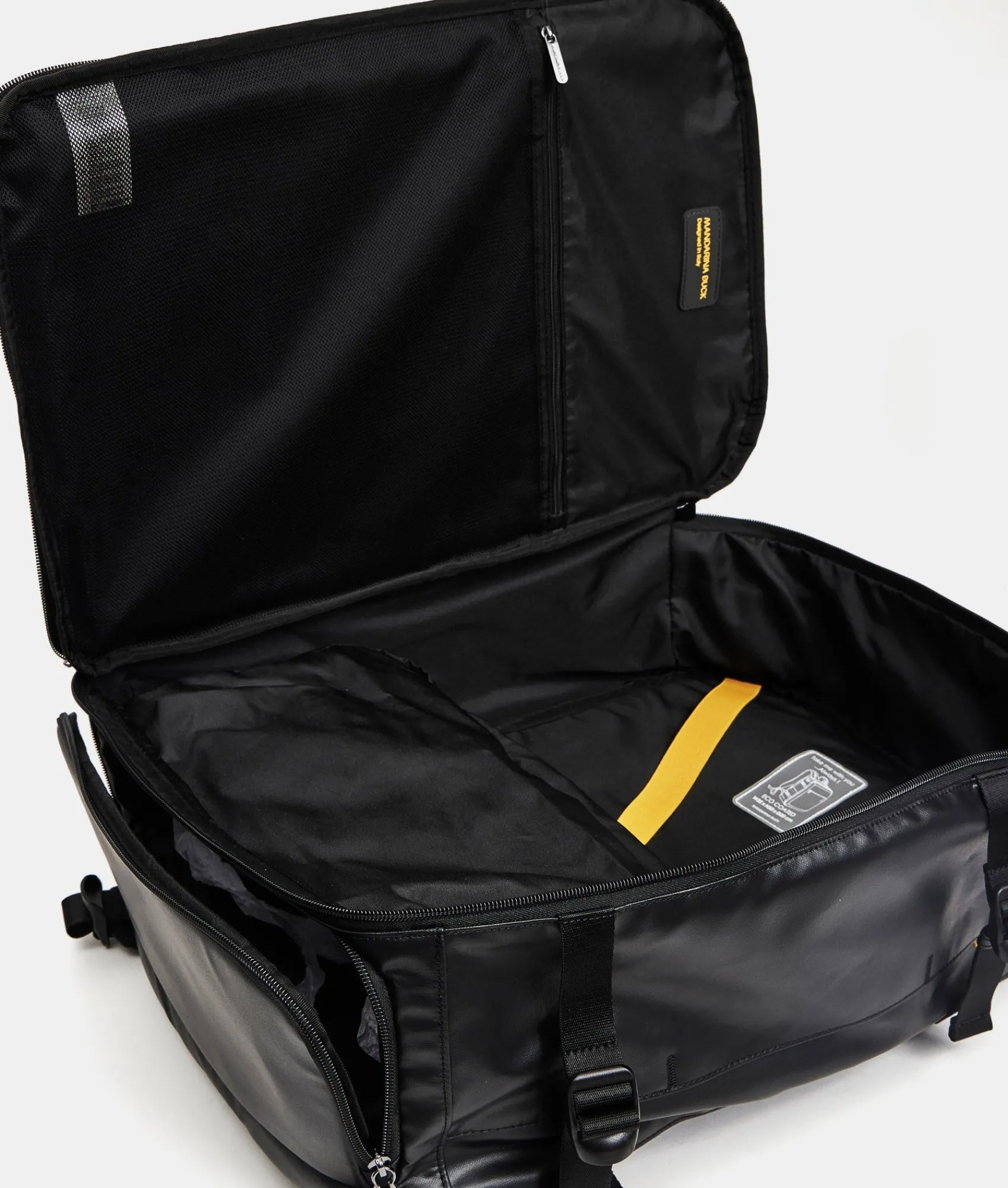 Sale Mandarina Duck ECO COATED Travel Backpack With Padded Shoulder Straps Black