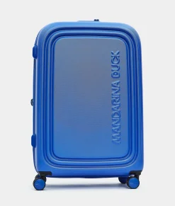 Clearance Mandarina Duck LOGODUCK+ Expandable Large Trolley (4 Wheels) | cm 75X49X31 ElectricBlue