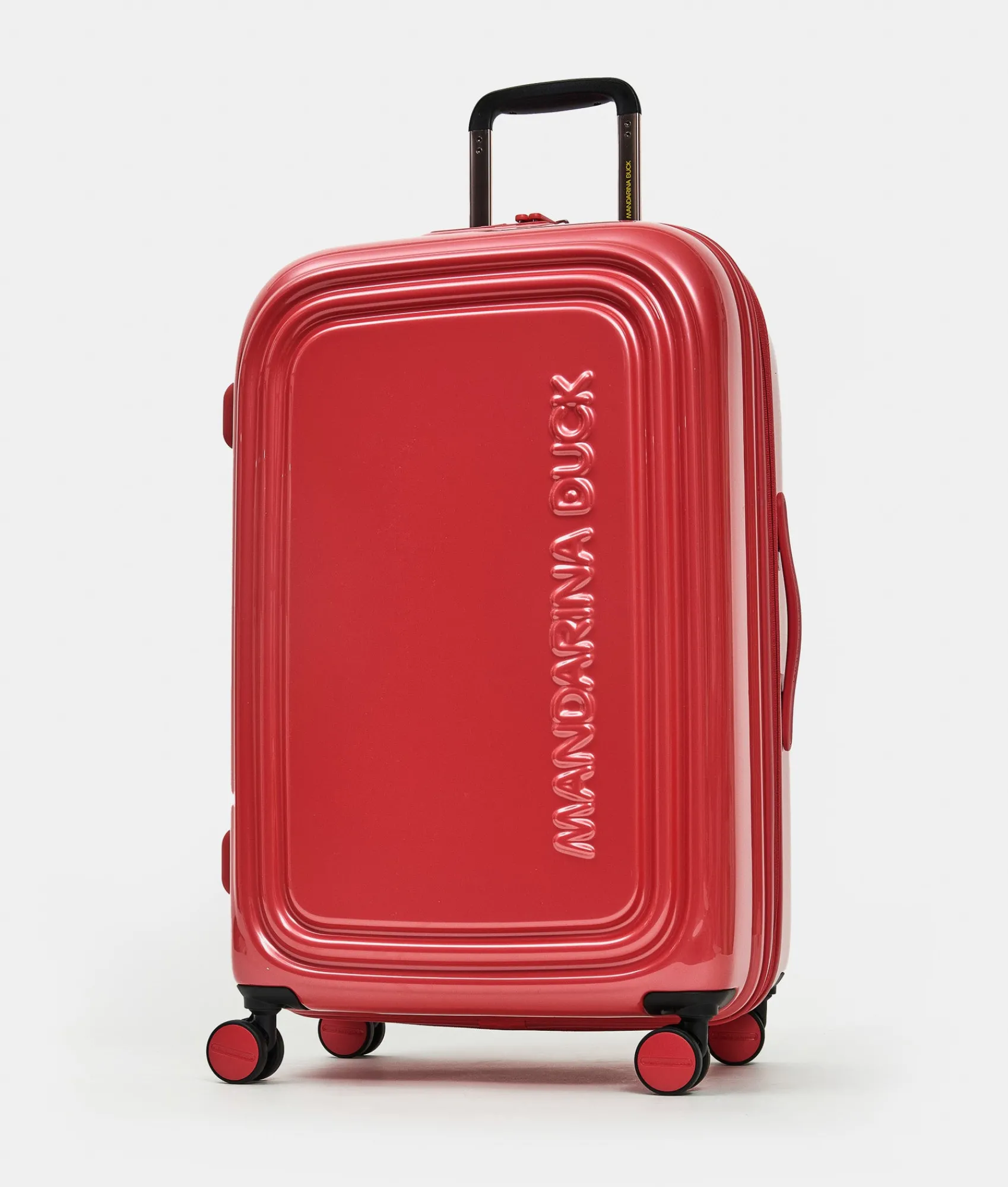 Clearance Mandarina Duck LOGODUCK+ METAL Medium Expandable Trolley (4 Wheels) | cm 69 X 45 X 32/35 Raspberry