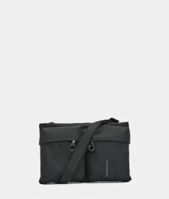 Hot Mandarina Duck MD20 Double Pocket Flat Crossbody Bag Black