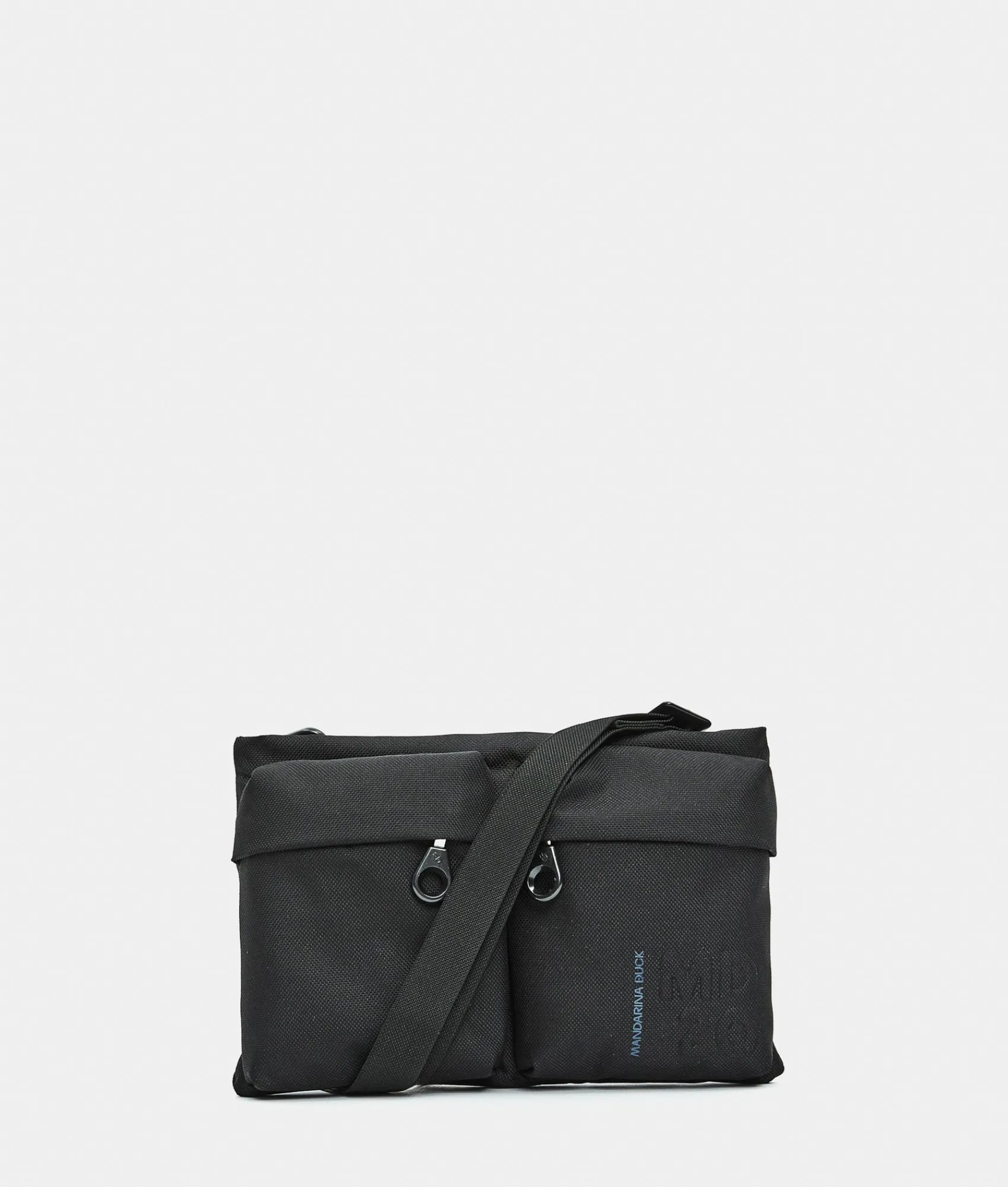 Hot Mandarina Duck MD20 Double Pocket Flat Crossbody Bag Black