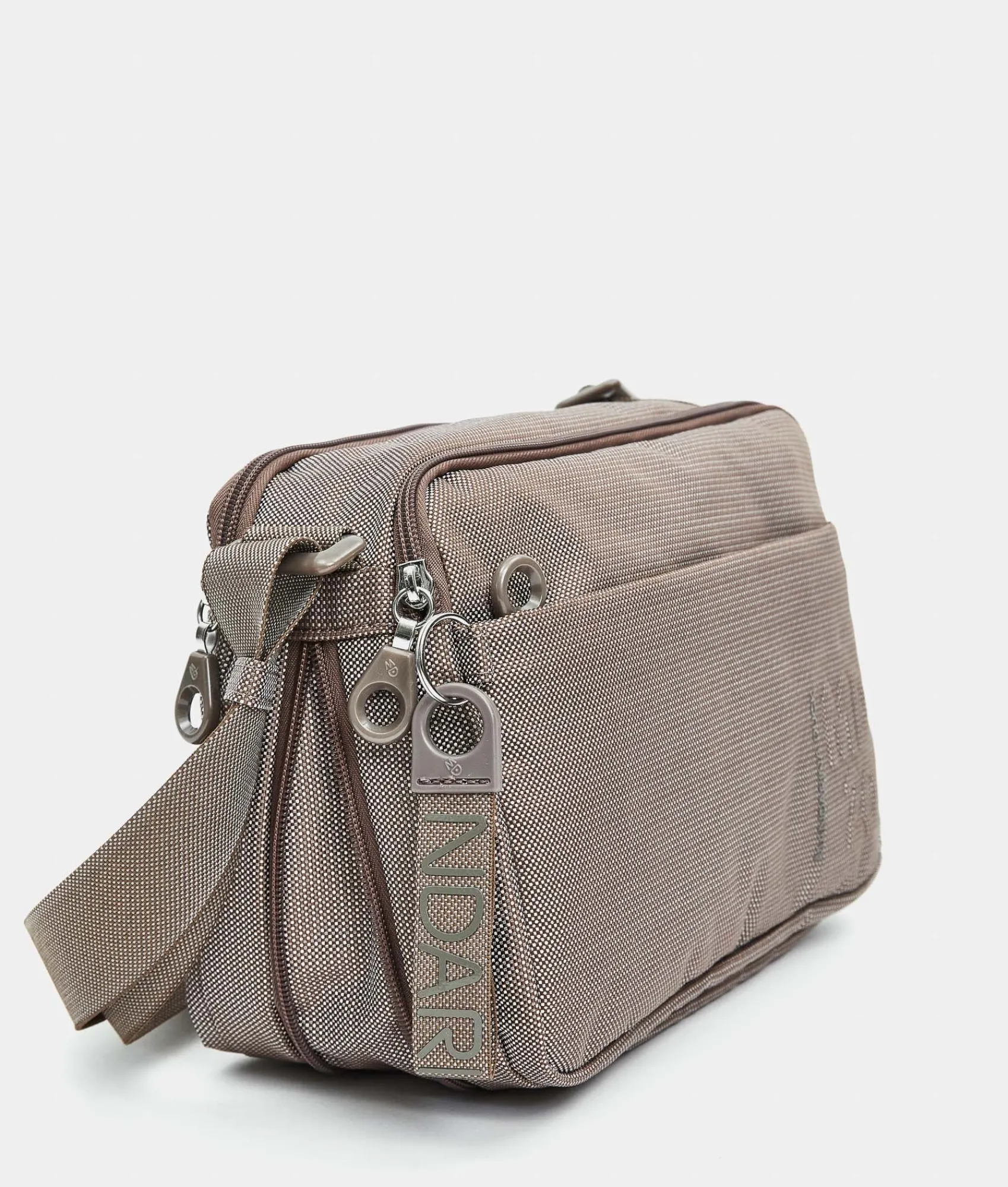 New Mandarina Duck MD20 Expandable Double Zip Crossbody Bag Taupe