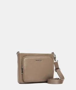 Discount Mandarina Duck MELLOW LEATHER Flact Squared Crossbody Bag WarmTaupe