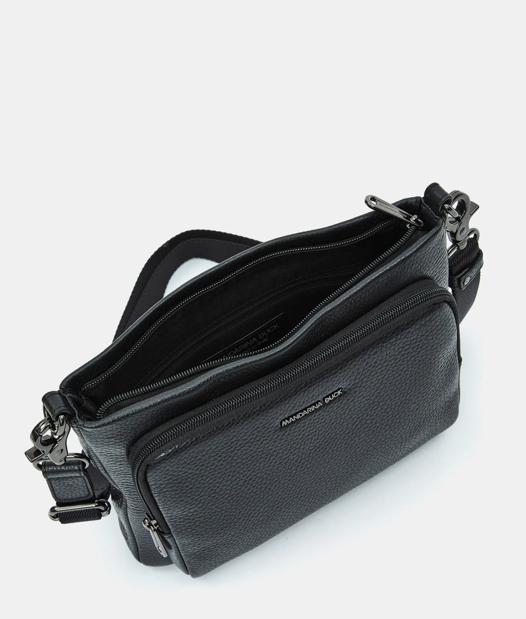 Outlet Mandarina Duck MELLOW LEATHER Flact Squared Crossbody Bag Nero