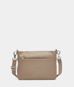 Discount Mandarina Duck MELLOW LEATHER Flact Squared Crossbody Bag WarmTaupe