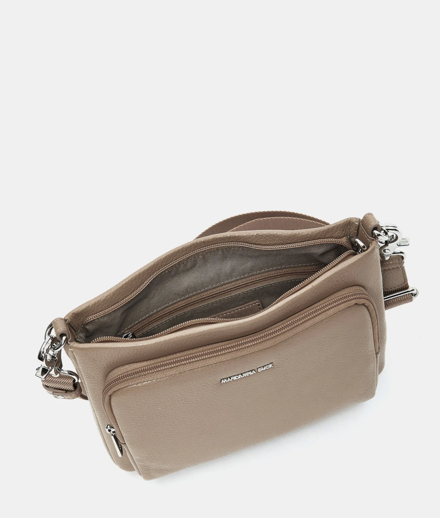 Discount Mandarina Duck MELLOW LEATHER Flact Squared Crossbody Bag WarmTaupe
