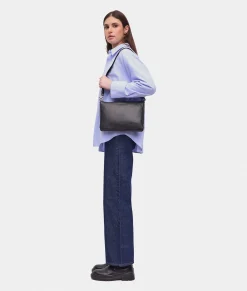 Outlet Mandarina Duck MELLOW LEATHER Large Triple Pochette Nero