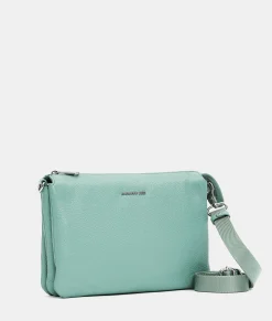 Best Mandarina Duck MELLOW LEATHER Large Triple Pochette IcebergGreen