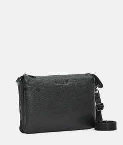 Outlet Mandarina Duck MELLOW LEATHER Large Triple Pochette Nero