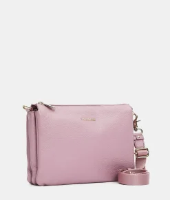 Outlet Mandarina Duck MELLOW LEATHER Large Triple Pochette LilacRose