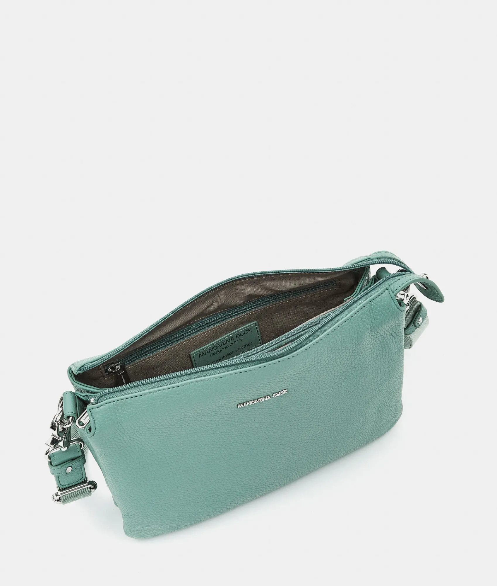 Best Mandarina Duck MELLOW LEATHER Large Triple Pochette IcebergGreen