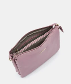 Outlet Mandarina Duck MELLOW LEATHER Large Triple Pochette LilacRose