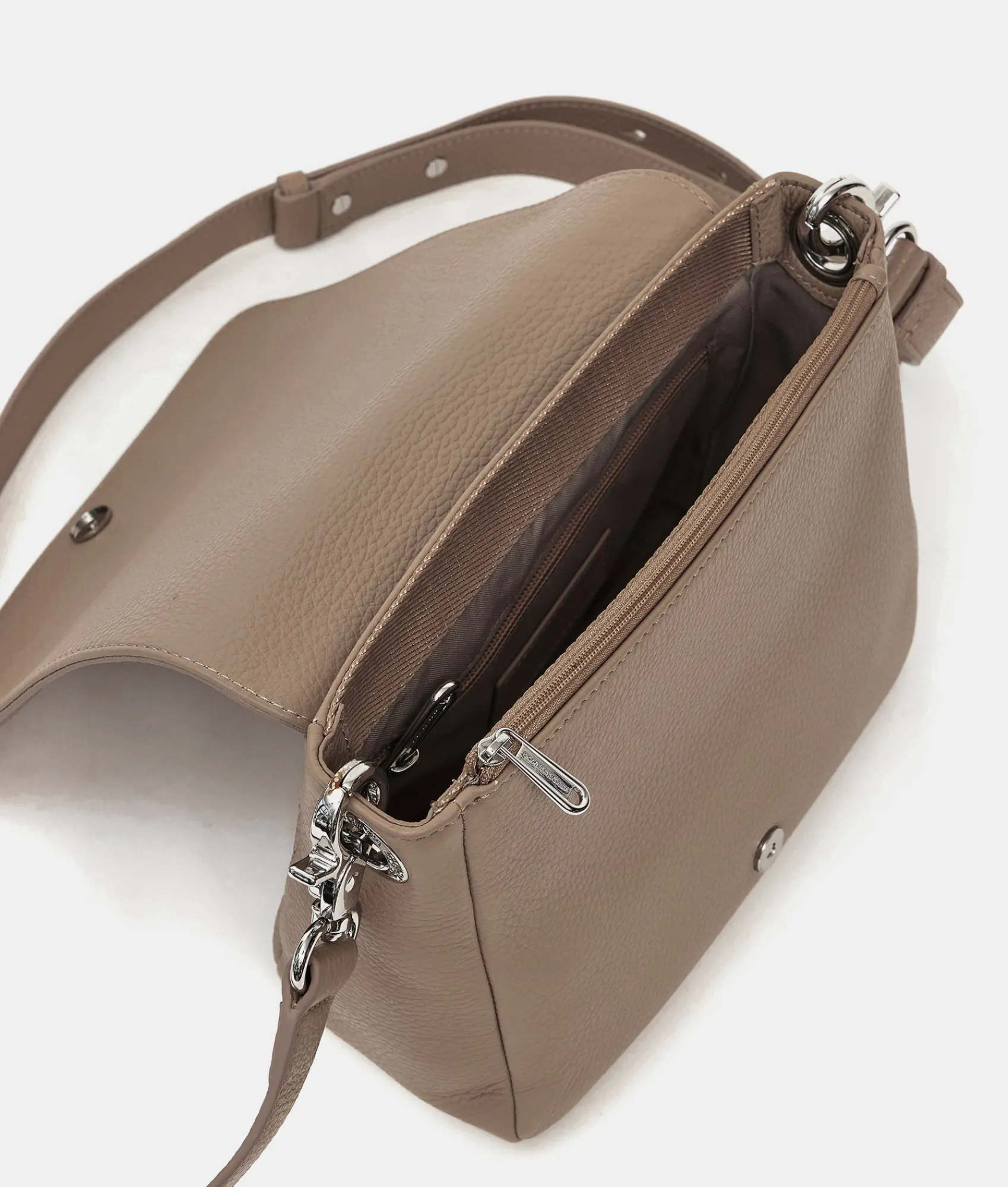 Fashion Mandarina Duck MELLOW LEATHER Mellow Leather Shoulder Bag WarmTaupe